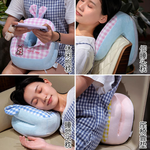 自然醒泡泡格子冰丝双面午睡枕小学生教室桌上趴睡枕午休神器睡觉枕头抱枕QYL 商品图5
