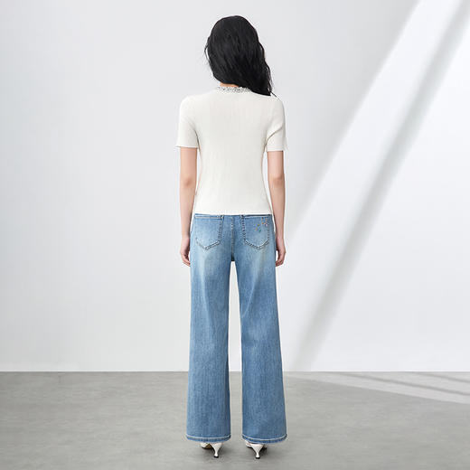 「高货wl」全新升级【铂金会员220/天猫289/差价69】(85259)洛诗琳重工圆领钉珠开衫2025夏季气质天丝短袖针织上衣 商品图3