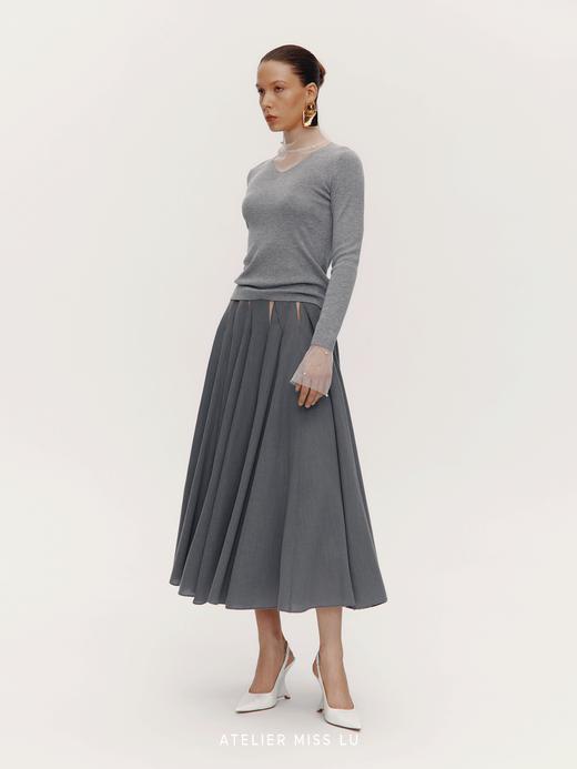 【雾都微光】珍珠点缀纱纱拼接针织上衣 商品图3