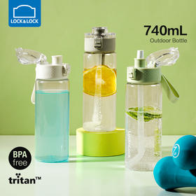 乐扣乐扣（LOCK&LOCK）一键式740ML运动水壶可拆卸吸管Tritan材质ABF952