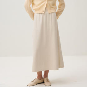 谜底半裙女2025秋季新品通勤百搭A型大摆裙松紧腰中长裙253MB1021