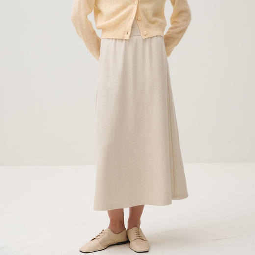 谜底半裙女2025秋季新品通勤百搭A型大摆裙松紧腰中长裙253MB1021 商品图0