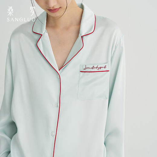 玻尿酸美肤』桑罗23姆米重磅真丝睡衣套装100%桑蚕丝女家居服外穿 商品图4