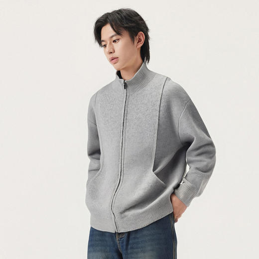 gxg.jeans男装 多色分割设计翻领开襟拉链毛衣线衫外套男25秋热卖 商品图1