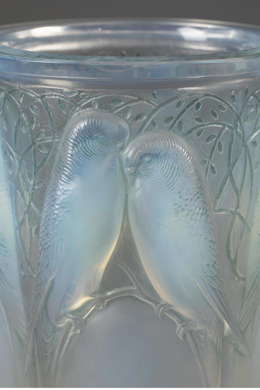 独角鹿西洋古董法国顶级水晶工坊莱俪LALIQUE设计出品「CEYLAN 鹦鹉」主题欧泊水晶花瓶 商品图5