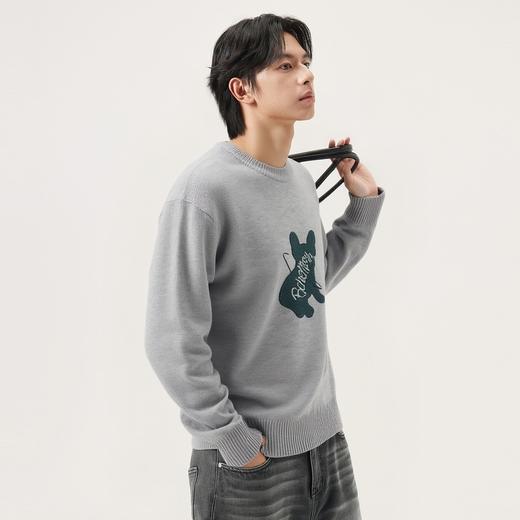 gxg.jeans男装 灰色宽松休闲圆领线衫毛衣男打底基础 25秋冬热卖 商品图1