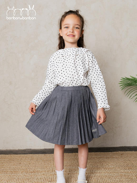 俏皮波点花边领上衣 商品图0