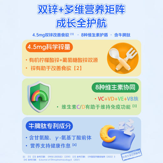 “国货之光”小快克 柠檬酸钙牛脾肽多维饮 补充多种营养 20条/盒 商品图3