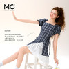 mc2女装方领腰节绑带格子拼接连衣裙夏季新款小个子时尚收腰好看 商品缩略图2