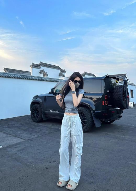 lulu新款蒸馏工装裤肌理休闲甜酷直筒阔腿裤速干潇洒裤 商品图4