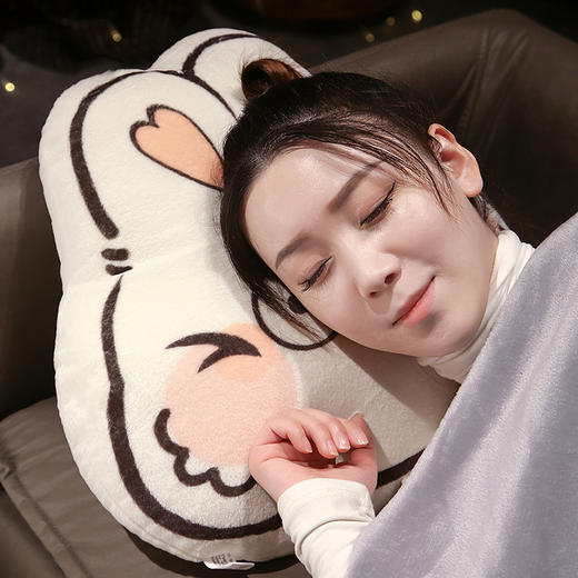 自然醒印花兔三用抱枕毯三合一办公室沙发靠垫可爱萌兔暖手午睡毯QYL 商品图13