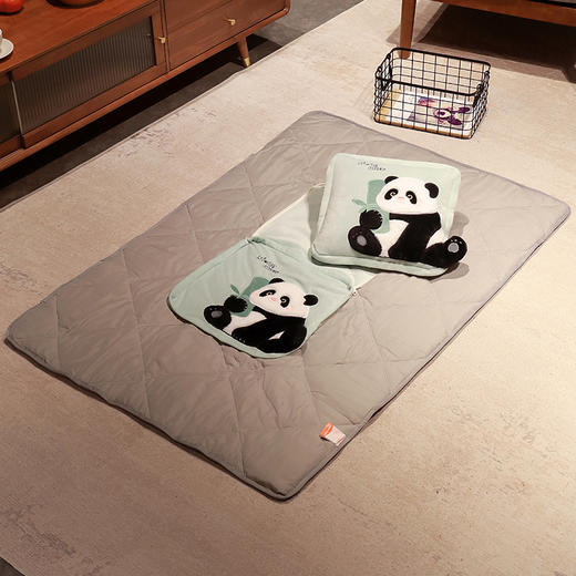 自然醒水晶绒+仿兔毛绒日式熊猫系列抱枕被两用加厚办公室汽车靠枕车载折叠午睡枕头毯子二合一QYL 商品图4