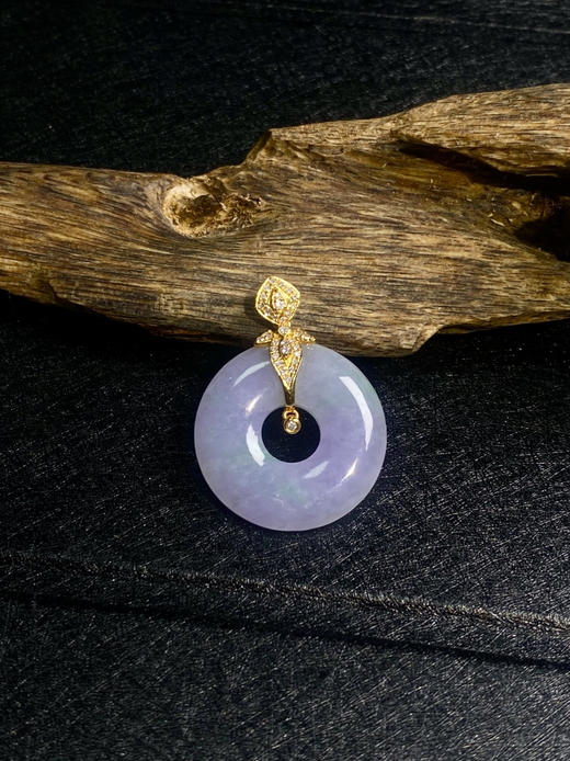 【FC0020】18K金镶嵌翡翠紫环吊坠 色泽娇艳 优雅大方 商品图1