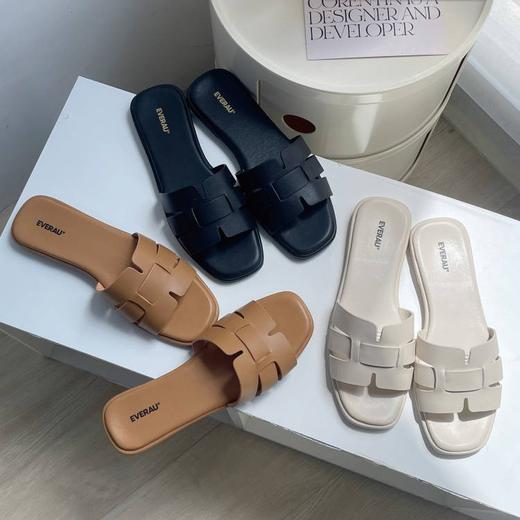 【澳洲品牌】EVERAU女鞋拖鞋夏季外穿平底防滑居家室内拖鞋牛皮EA7070 商品图0