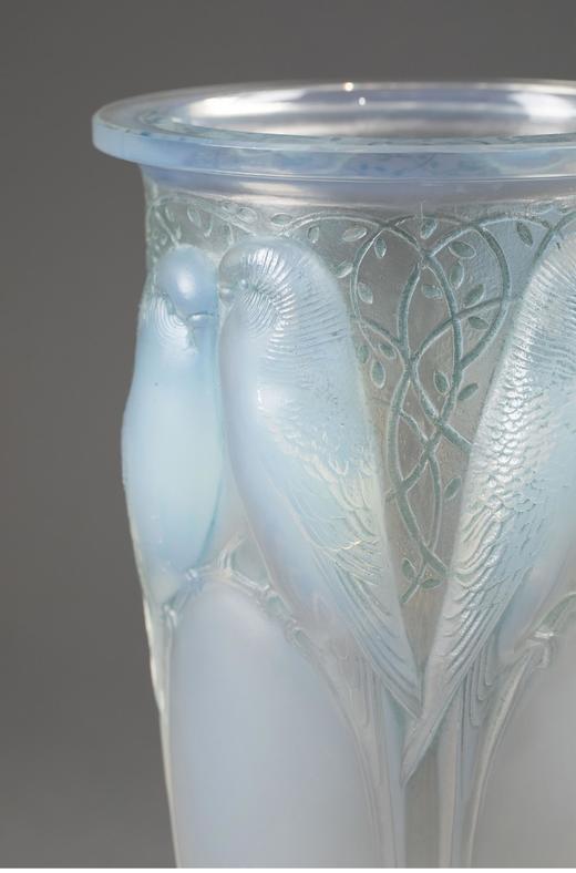 独角鹿西洋古董法国顶级水晶工坊莱俪LALIQUE设计出品「CEYLAN 鹦鹉」主题欧泊水晶花瓶 商品图3