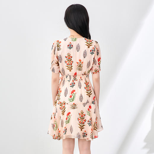 「高货wl」全新升级【铂金会员358/天猫479/差价121】(91843)洛诗琳气质印花连衣裙2025夏季收腰显瘦不规则荷叶连衣裙 商品图1