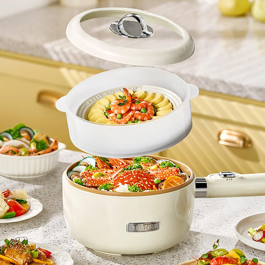 🔥【积米3L钛金涂层家用蒸意炒一体锅】两种配置随心可选，❤️美食变得更多元 ✅3L大容量乐分享，派对畅享百样美食🍜（加蒸笼更达5L超大容量）  商品图1