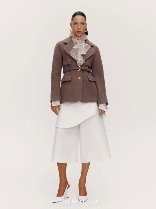 【巴黎余温】圆肩设计复古翻领造型绵羊毛西装外套 商品图1