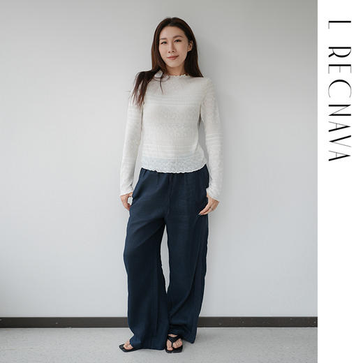 L RECNAVA 蕾丝花边长袖上衣 波浪花边领 软糯弹力蕾丝 内搭单穿都好看 商品图3