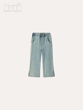 侧开叉微喇叭裤