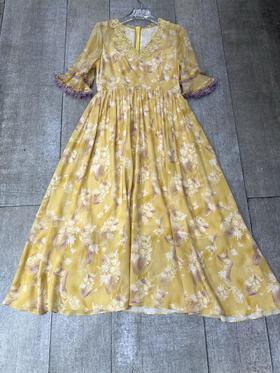 【门店同款】ENJOY夏季“蔓舞轻纱”蕾丝花袖长裙 162797921