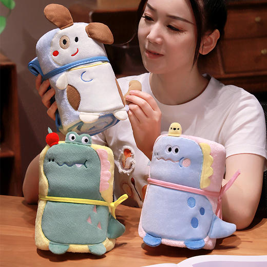 自然醒多巴胺动物午睡小毯办公室毯子薄款沙发空调毯宿舍单人盖腿卷毯QYL 商品图13