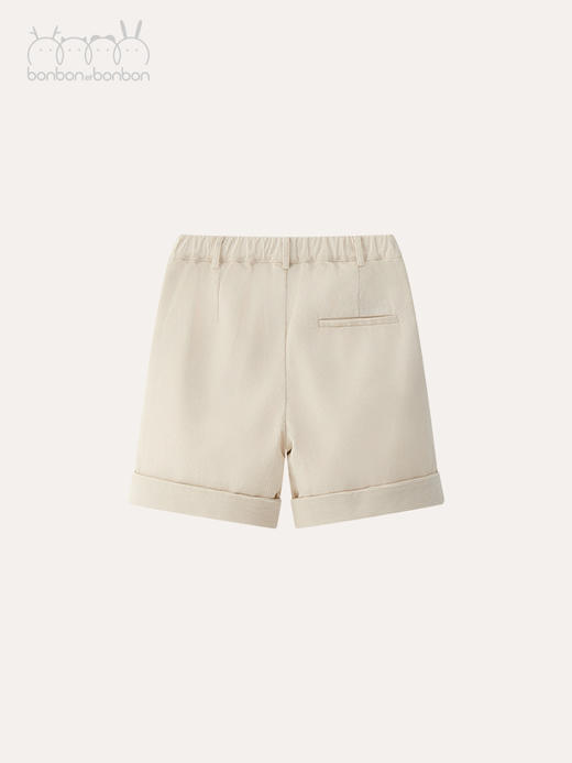 米白灯芯绒翻折边短裤 商品图1