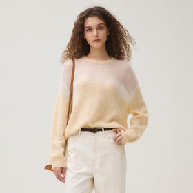 谜底套头针织衫女2025秋新品圆领慵懒廓形原创提花毛衣253MZ1321