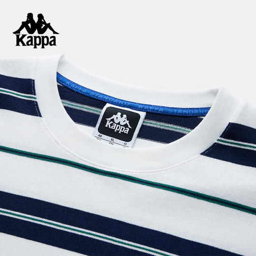 Kappa卡帕背靠背运动短袖男2025新款夏季条纹圆领刺绣半袖t恤男款KPCICTD16 商品图2