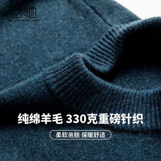 【100%绵羊毛】圣得西男士基础款型重磅羊毛衫2025秋季新款舒适百搭毛衣 商品图3