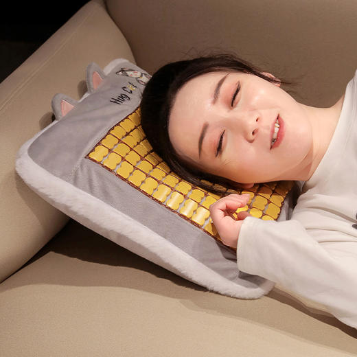 自然醒竹席款抱抱猫抱枕沙发靠枕床头汽车靠背垫女生睡觉抱枕车用夏QYL 商品图11