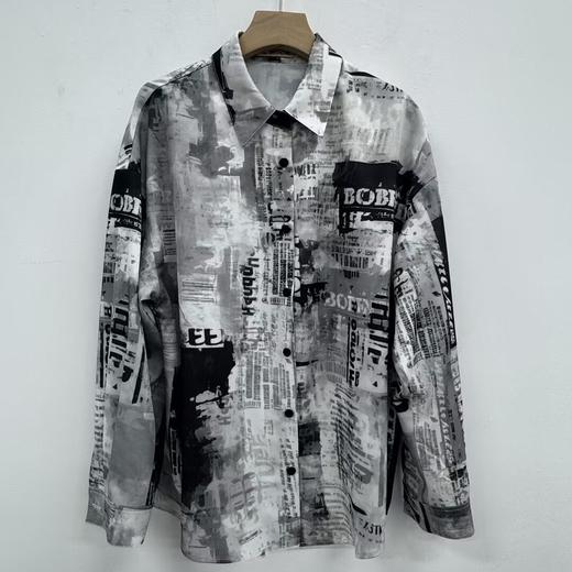 N设计感花料长袖衬衫（灰） 春季 151100010321 商品图0