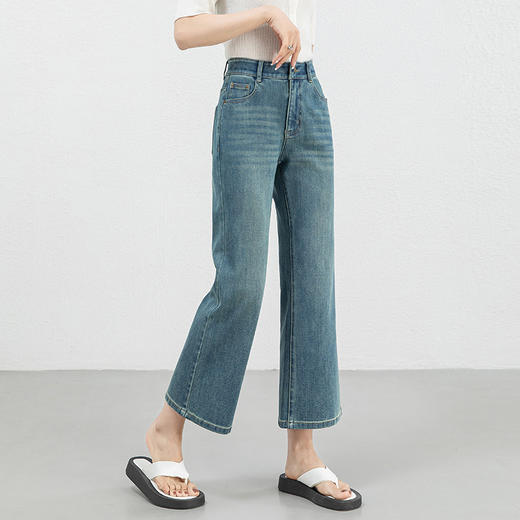 「高货rg」全新升级【铂金会员183/天猫239/差价56】(12528)洛诗琳高腰牛仔微喇九分裤2025夏季新款四面弹修身喇叭裤 商品图1