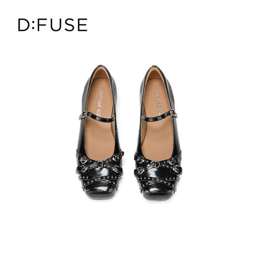 Dfuse迪芙斯2025秋季新款平底芭蕾鞋一字方头玛丽珍鞋朋克风单鞋女DFD3111031 商品图14