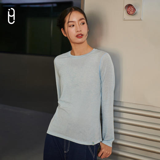 外里友好市集美利奴羊毛打底衫女套头罩衫修身显瘦圆领长袖上衣 商品图1