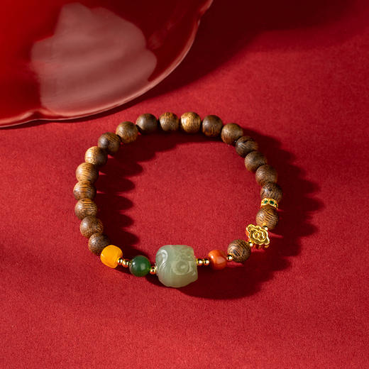 醒狮和田玉沉香手串 商品图5