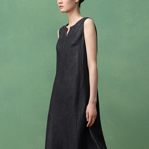 【林栖设计小店】【非遗香云纱】桑蚕丝连衣裙手工串珠2025秋季新款长裙女T1953246 商品图2