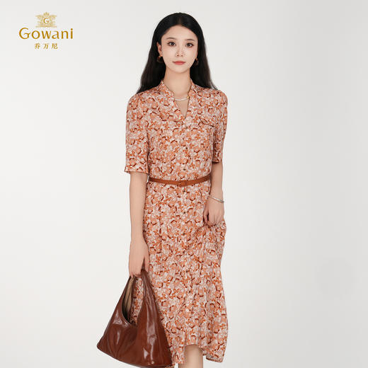 乔万尼新品X型提花V领设计真丝连衣裙ED2E500 商品图2