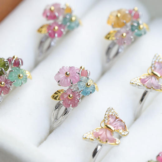 繁花系列 碧玺花花开口戒指 商品图5