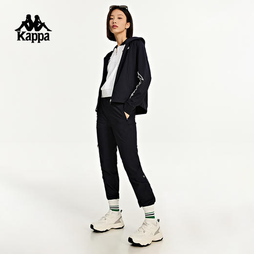 Kappa卡帕运动裤新款女黑色休闲裤长裤拉链收口小脚卫裤K0D42AK26 商品图4