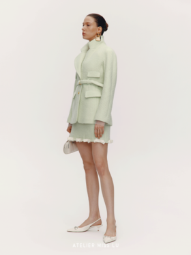 【普罗旺斯风吟】圆肩设计复古翻领造型绵羊毛西装外套