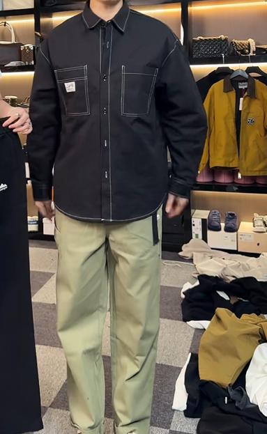 松紧腰腰带简约休闲长裤 商品图0