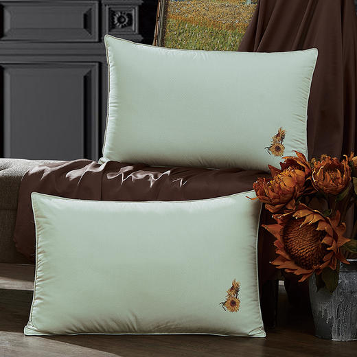 【爆】【6F】富安娜复古系列·印花鹅绒高枕\向日葵，牌牌价1680，双11活动价399元 商品图4