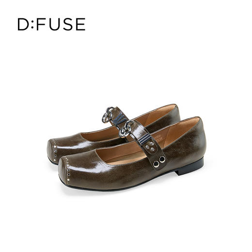 Dfuse迪芙斯2025秋季新款一字带心形扣单鞋方头铆钉玛丽珍鞋芭蕾鞋DFD3111030 商品图7