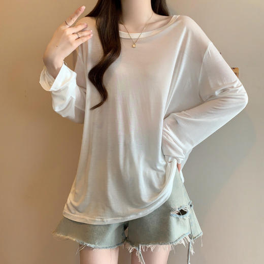 「比穿吊带还凉快的神仙罩衫」天丝纹理微透松弛感长袖T恤空调衫瑜伽罩衫 商品图2