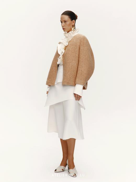 【巴黎余晖】几何弧形弯月袖绵羊毛混纺针织外套 商品图0