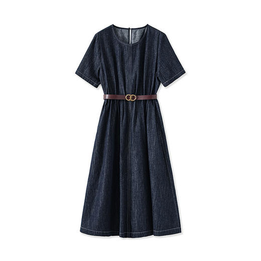 「高货wl」全新升级【铂金会员358/天猫479/差价121】(91614)洛诗琳气质褶皱收腰连衣裙2025夏季新款遮肉显瘦牛仔裙女 商品图4