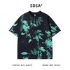 T4339SDSA夏季新款男士痞帅潮牌满天星撞色树叶印花圆领短袖T恤显瘦 商品缩略图1