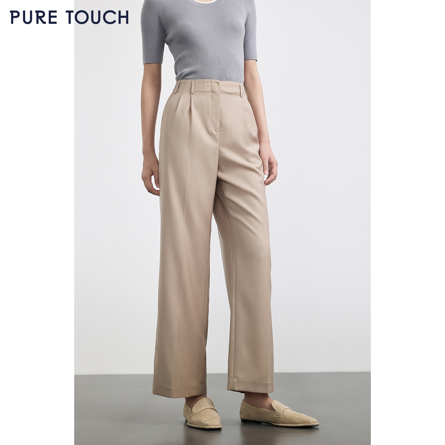 PURE TOUCH高腰显瘦弹力女士长裤修身百搭通勤必备