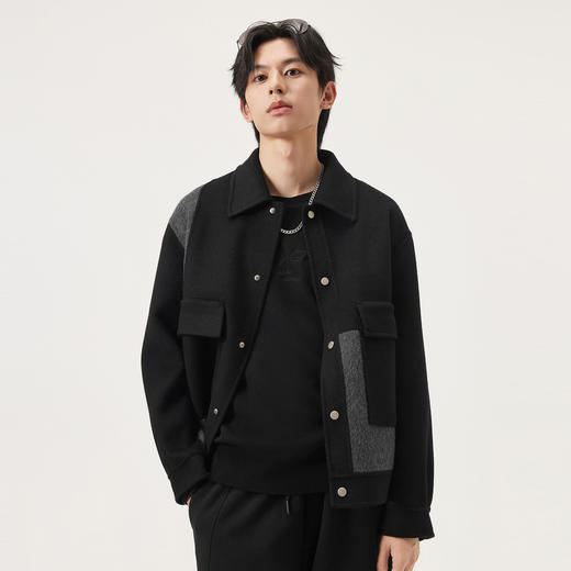 gxg.jeans男装  撞色拼接设计简约通勤时尚短大衣外套 25年秋热卖 商品图1